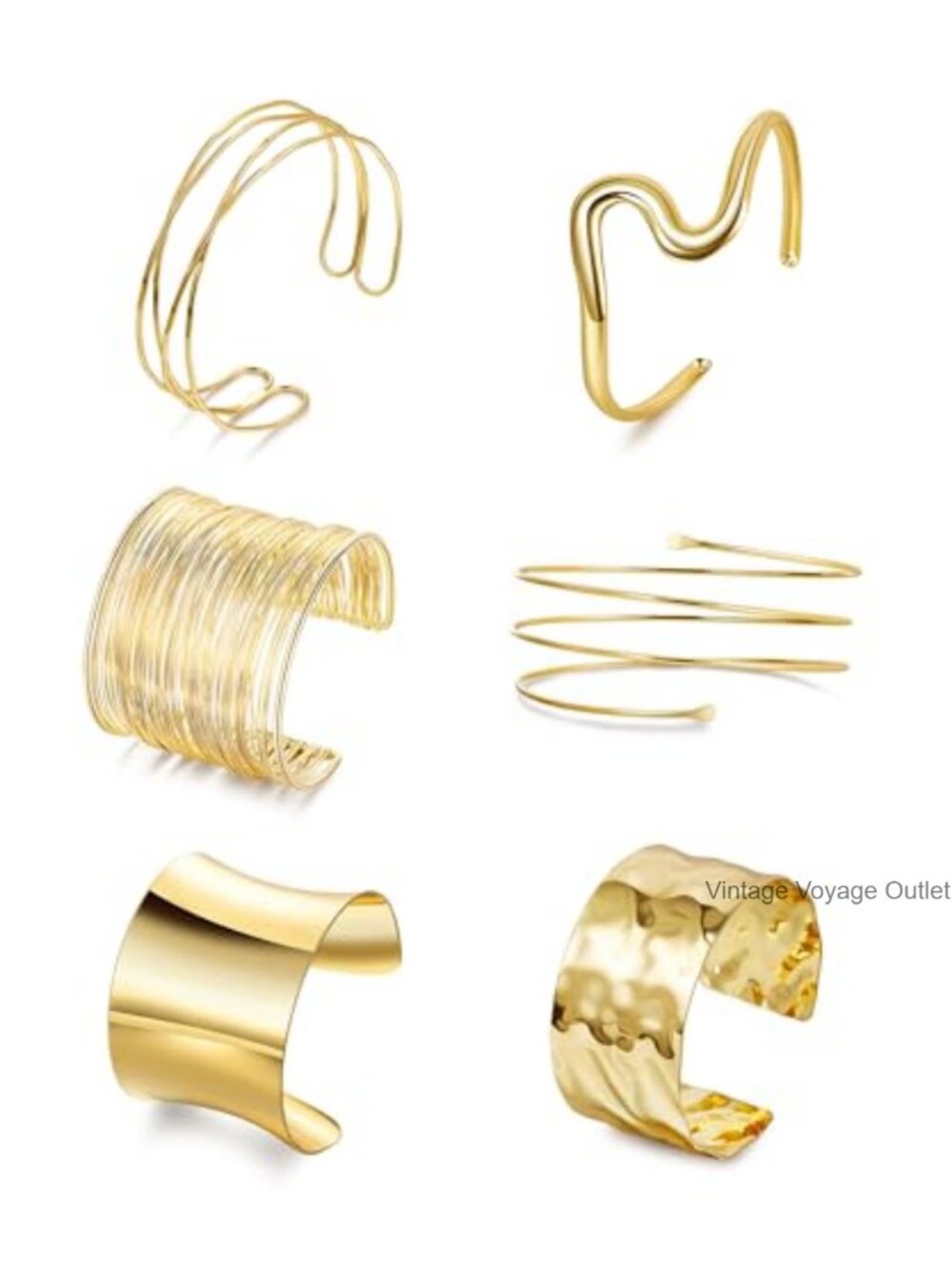 6pc Arm Cuff Bracelet Set Adjustable Open Cuff Bangle Minimalist Upper Arm